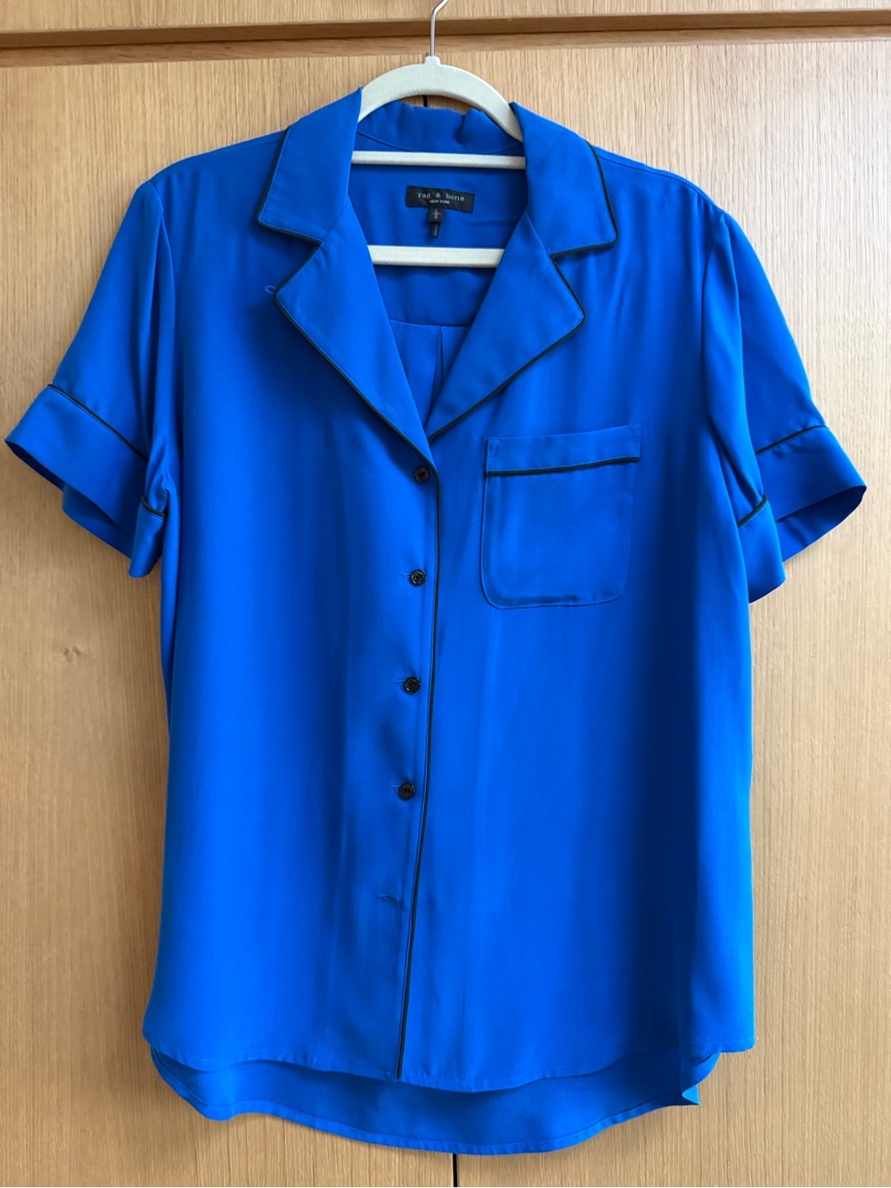 RAG & BONE LUCA SILK PJ TOP in Sailor Blue, size L